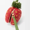 Aardbeienportemonnee van raffia en klassiek kalfsleer Aardbeienportemonnee van raffia en klassiek kalfsleer