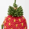 Aardbeienportemonnee van raffia en klassiek kalfsleer Aardbeienportemonnee van raffia en klassiek kalfsleer