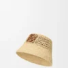 Anagram-buckethoed van raffia en kalfsleer Anagram-buckethoed van raffia en kalfsleer
