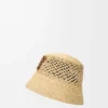 Anagram-buckethoed van raffia en kalfsleer Anagram-buckethoed van raffia en kalfsleer