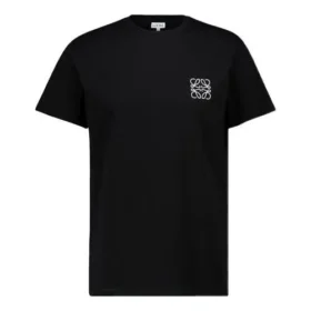 Anagram geborduurd katoenen T-shirt met ronde hals en korte mouwen, zwart H526341Xai-1100