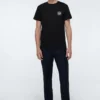 Anagram geborduurd katoenen T-shirt met ronde hals en korte mouwen, zwart H526341Xai-1100