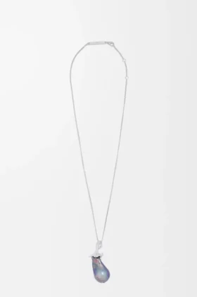 Auberginekleurige ketting van sterlingzilver en parel Auberginekleurige ketting van sterlingzilver en parel