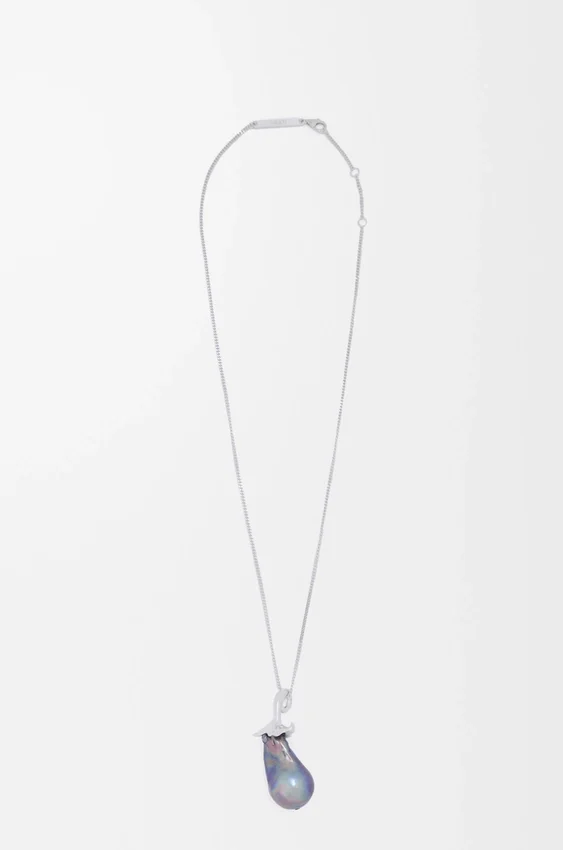 Auberginekleurige ketting van sterlingzilver en parel Auberginekleurige ketting van sterlingzilver en parel