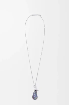 Auberginekleurige ketting van sterlingzilver en parel Auberginekleurige ketting van sterlingzilver en parel