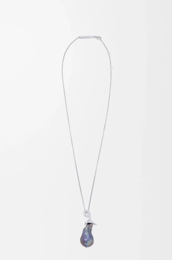 Auberginekleurige ketting van sterlingzilver en parel Auberginekleurige ketting van sterlingzilver en parel