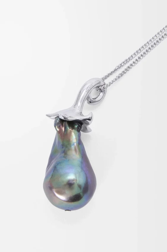 Auberginekleurige ketting van sterlingzilver en parel Auberginekleurige ketting van sterlingzilver en parel