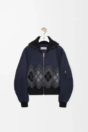 Bomberjack van een mix van nylon en wol