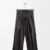 Broek met riem van nappa-lamsleer