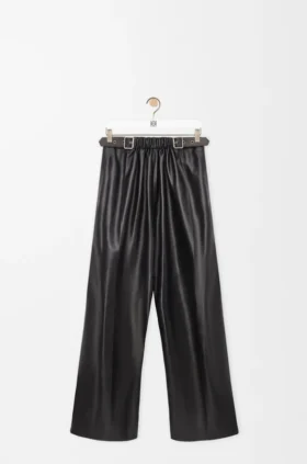 Broek met riem van nappa-lamsleer