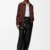 Broek met riem van nappa-lamsleer