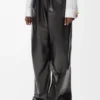 Broek met riem van nappa-lamsleer