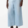 Broek met trekkoord van denim Broek met trekkoord van denim