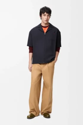 Broek met wijde pijpen van katoen