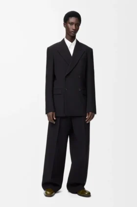 Broek met wijde pijpen van wol