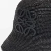 Buckethoed van raffia en kalfsleer Buckethoed van raffia en kalfsleer