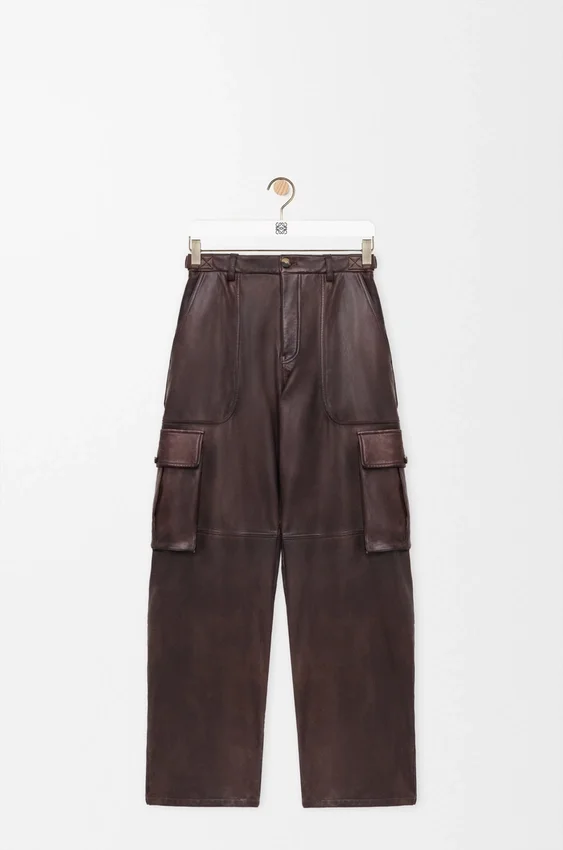 Cargo-broek van nappa-lamsleer en katoen Cargo-broek van nappa-lamsleer en katoen