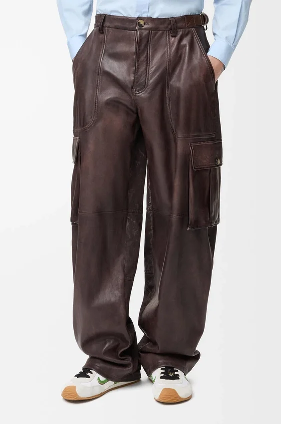 Cargo-broek van nappa-lamsleer en katoen Cargo-broek van nappa-lamsleer en katoen