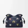 Cats medium Flamenco-clutch van geborduurd denim Cats medium Flamenco-clutch van geborduurd denim