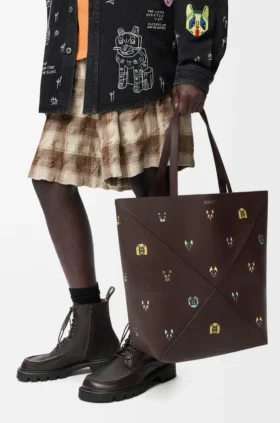 Cats XL-tote bag met Puzzle Fold in nappa-kalfsleer