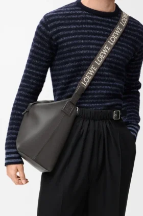 Cubi-crossbodytas van soepel, glad kalfsleer en jacquard