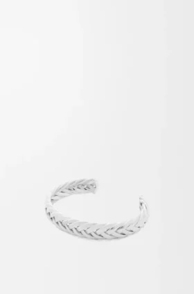 Dunne gevlochten manchet van sterlingzilver Dunne gevlochten manchet van sterlingzilver