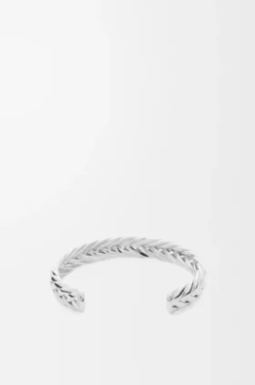 Dunne gevlochten manchet van sterlingzilver Dunne gevlochten manchet van sterlingzilver