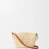 Eclipse-pochette van raffia en kalfsleer