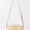 Eclipse-pochette van raffia en kalfsleer