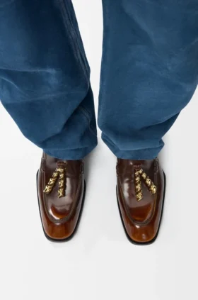 Edge Loafer-muiltje van geborsteld kalfsleer