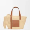 Elephant Basket van raffia en kalfsleer Elephant Basket van raffia en kalfsleer