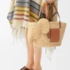 Elephant Basket van raffia en kalfsleer Elephant Basket van raffia en kalfsleer