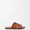 Flex Criss-Cross-slipper van plantaardig gelooid kalfsleer
