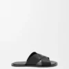 Flex Criss-Cross-slipper van plantaardig gelooid kalfsleer