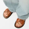 Flex Criss-Cross-slipper van plantaardig gelooid kalfsleer