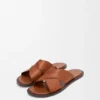 Flex Criss-Cross-slipper van plantaardig gelooid kalfsleer