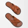Flex Criss-Cross-slipper van plantaardig gelooid kalfsleer