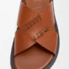 Flex Criss-Cross-slipper van plantaardig gelooid kalfsleer
