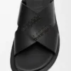 Flex Criss-Cross-slipper van plantaardig gelooid kalfsleer