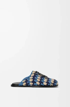 Flex-muiltje van raffia en kalfsleer