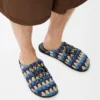 Flex-muiltje van raffia en kalfsleer