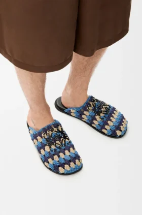 Flex-muiltje van raffia en kalfsleer