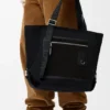 Flex Tote bag with zipper from canvas and suede Flex Tote bag with zipper from canvas and suede
