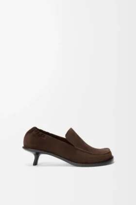 Flexible loafer van suède kalfsleer