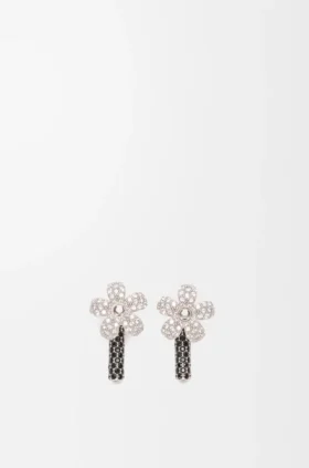 Flor-oorbellen van sterlingzilver en kristallen