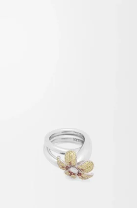 Flor-ring van sterlingzilver en kristallen