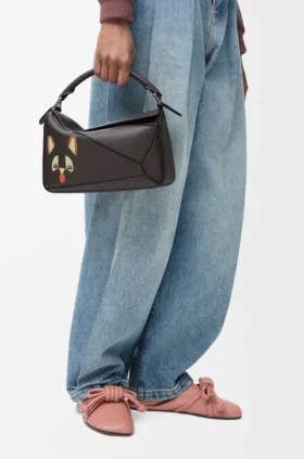 Futurist Cat kleine Puzzle-tas van klassiek kalfsleer