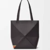 Futurist Cat middelgrote Puzzle Fold-tote bag van nappa-kalfsleer