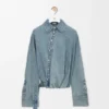 Gedrapeerd overhemd van denim Gedrapeerd overhemd van denim