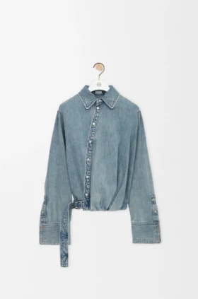Gedrapeerd overhemd van denim